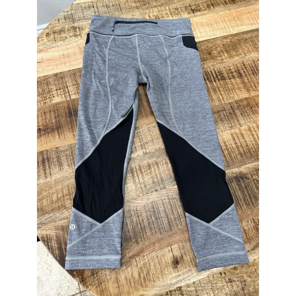 Lululemon Pace Rival Crop Leggings Heathered Black Slate Sz 6.